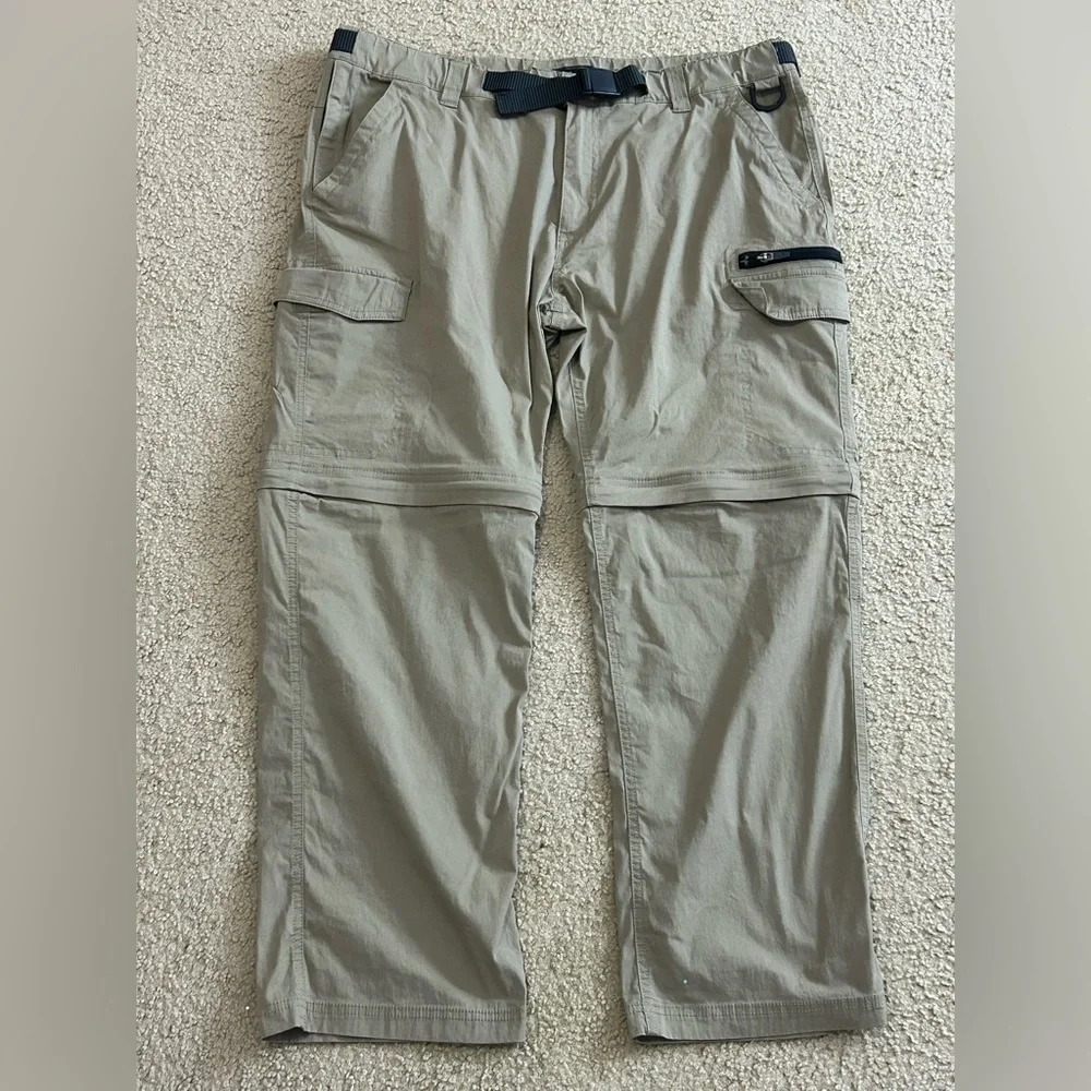 BC Clothing Co Convertible Pants Men XL x 30 Tan Cargo Hiking Stretch Zip Off